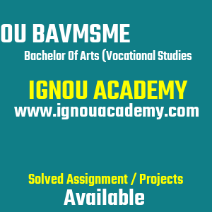 IGNOU BAVMSME SOLVED ASSIGNMENT 2025 2026